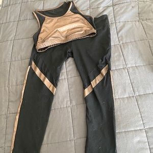 Bronze and black matching workout set